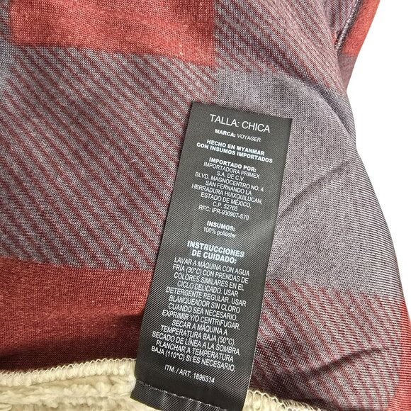 Mens Red & Gray Plaid Fleece Jacket Full Zip Size Small Voyager NWOT JJ4110 - Picture 13 of 13